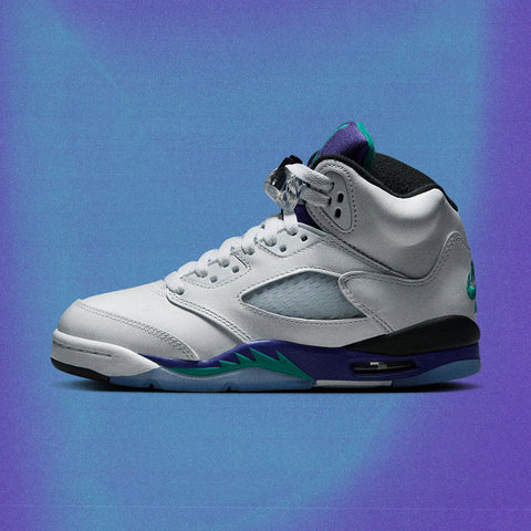 AIR JORDAN 5 RETRO OG 'GRAPE' (GS) - WHITE/NEW EMERALD