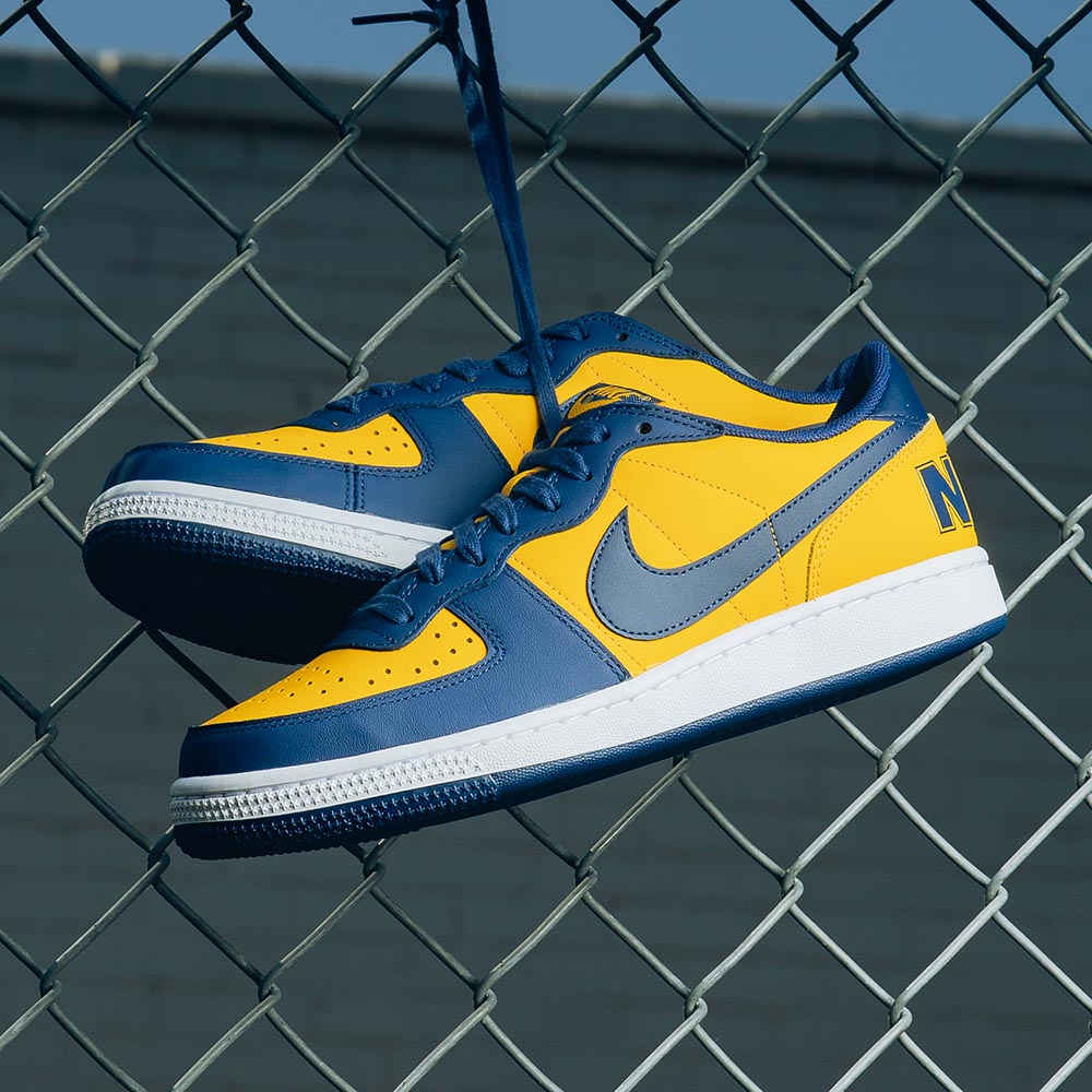 Navy blue and hot sale gold nikes