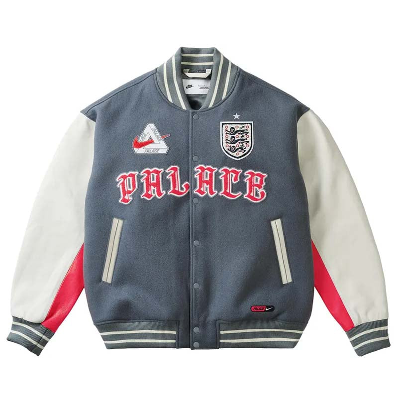 Palace x England x Nike Varsity Jacket - Cool Grey/White – Sneaker