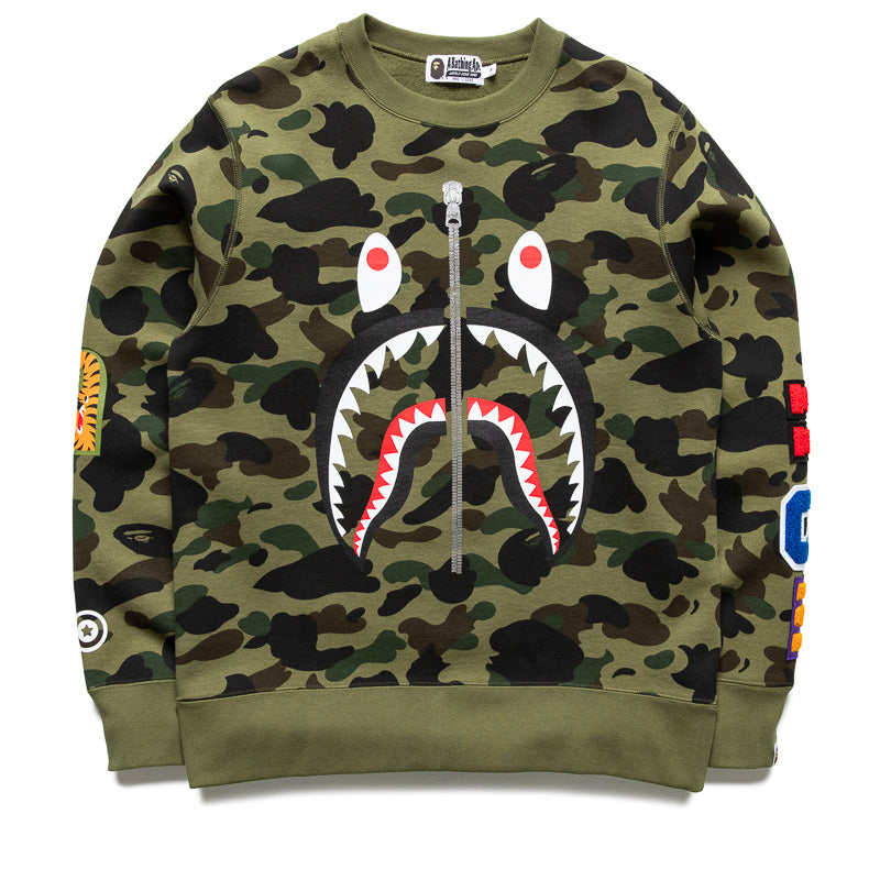 A Bathing Ape 1st Camo Shark Crewneck - Green – Sneaker Politics