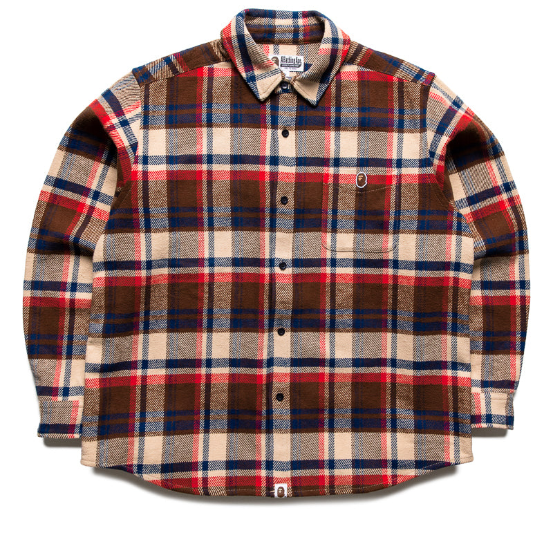 BAPE CHECK SHIRT MENS 1L80-131-001 / Red / L
