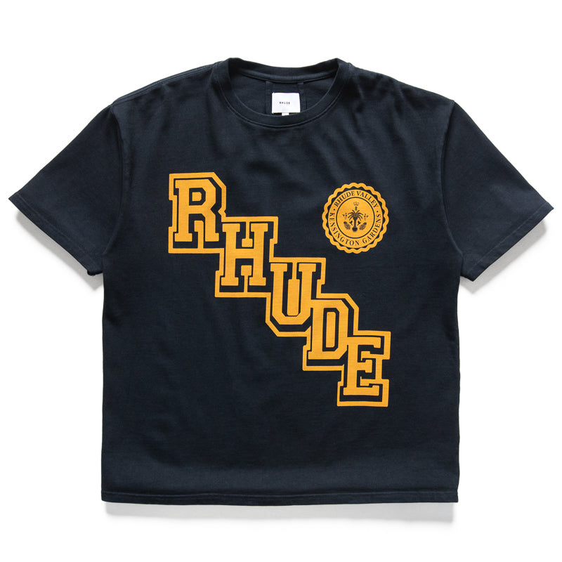 【関税込み】Rhude ブラック 'Rhude' Collegiate Crest Tシャツ Sneaker-Politics-RHUDE-