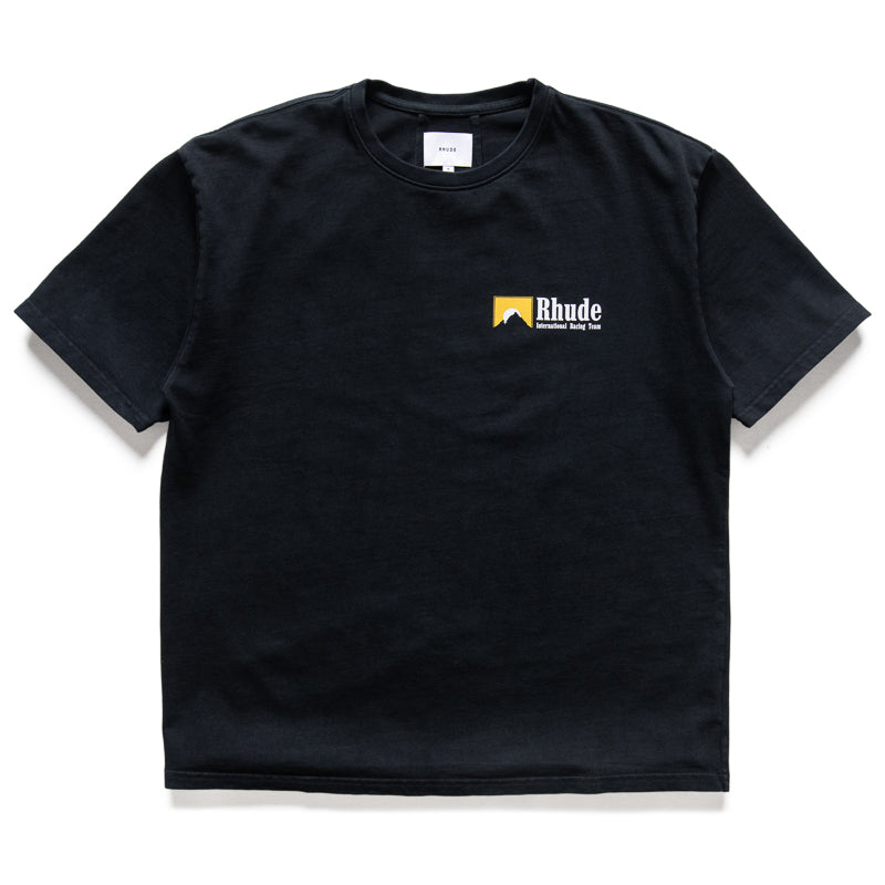 【関税込み】Rhude ブラック International Racing Logo Tシャツ Rhude: ブラック International Racing Logo Tシャツ | SSENSE 日本