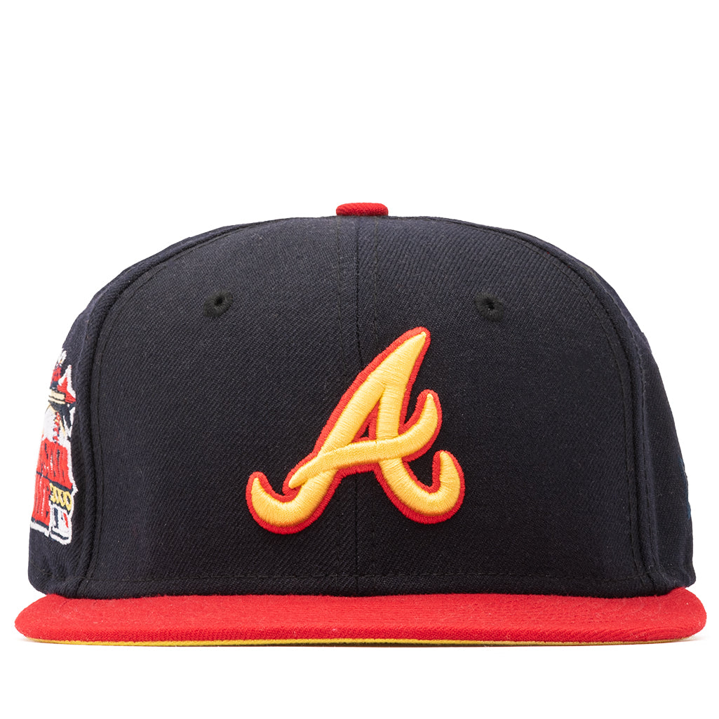 New Era Atlanta Braves Fitted Hat Cap Blue Red 7 1/8 1/4 3/8 1/2 Jumbo