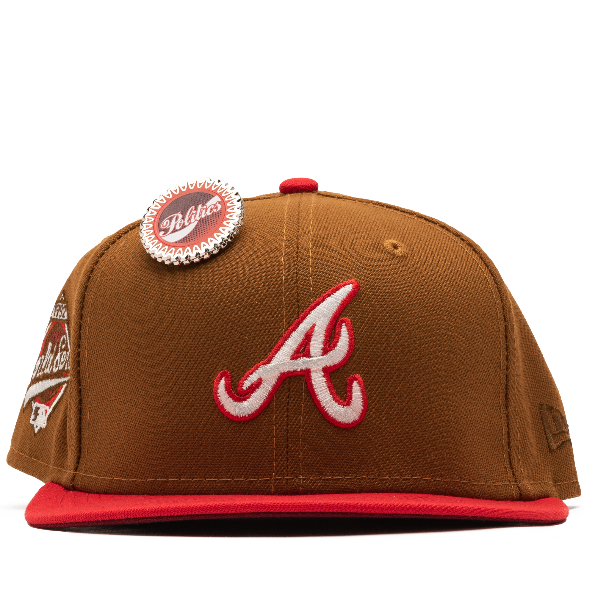 New Era x Politics Atlanta Braves 59FIFTY Fitted Hat - Black/Red, Size 7 1/8 by Sneaker Politics