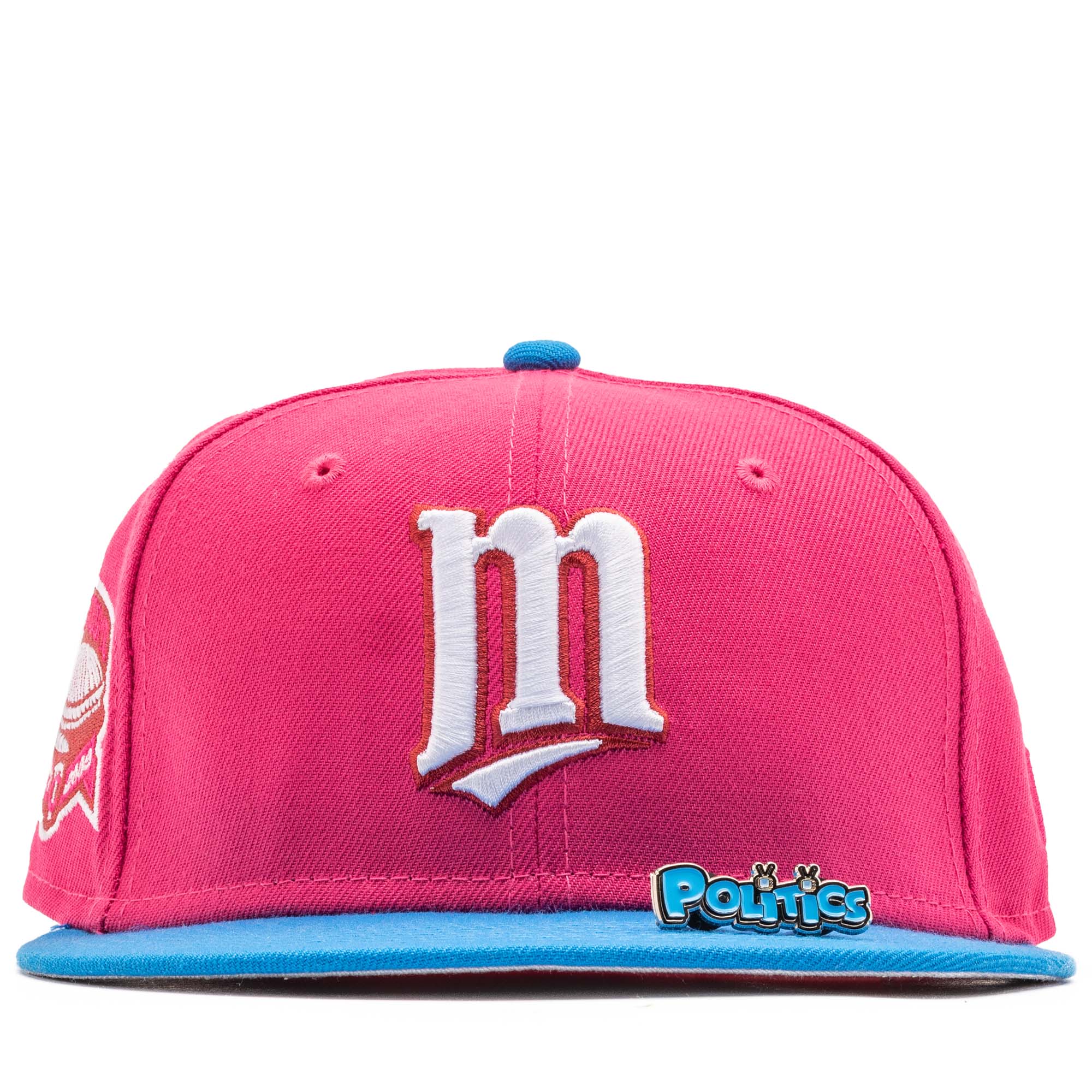 New Era x Politics Minnesota Twins 59FIFTY Fitted Hat - Beetroot/Southwest Blue, Size 7 1/8 by Sneaker Politics