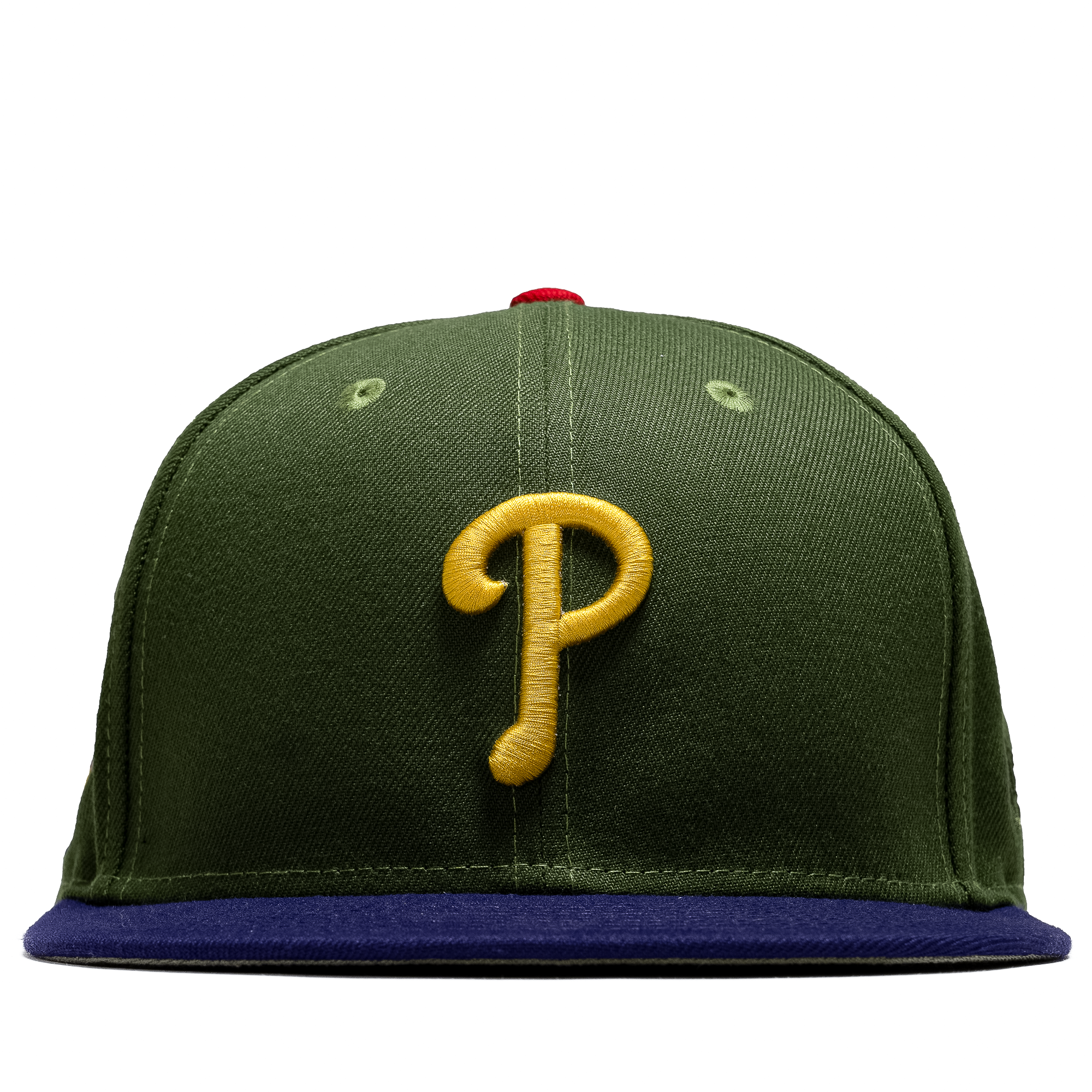 New Era x Politics Philadelphia Phillies 59FIFTY Fitted Hat - Olive/purple, Size 7 5/8 by Sneaker Politics