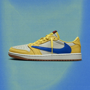WOMEN'S TRAVIS SCOTT X AIR JORDAN 1 LOW - CANARY/RACER BLUE