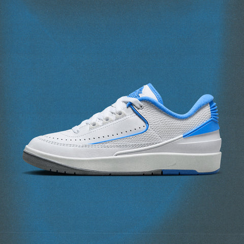 AIR JORDAN 2 RETRO LOW 'UNC' (GS) - WHITE/UNIVERSITY BLUE