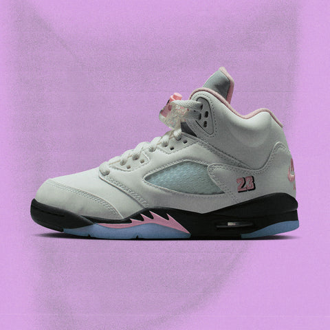 AIR JORDAN 5 RETRO (GS) - WHITE/MEDIUM SOFT PINK