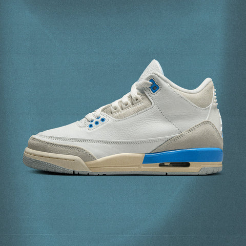 AIR JORDAN 3 RETRO (GS) 'LUCKY SHORTS' - SUMMIT WHITE/HYDROGEN BLUE