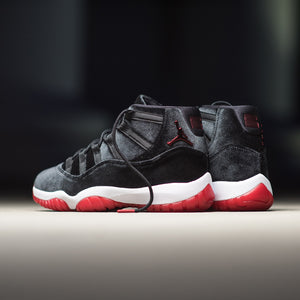 WOMEN'S AIR JORDAN 11 RETRO 'BRED VELVET' - BLACK/GYM RED