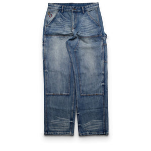 KidSuper Eye Badge Washed Double Knee Pant - Washed Blue