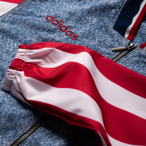 Adidas Denim Graphic Track Jacket - White/Dark Blue