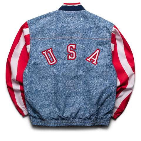 Adidas Denim Graphic Track Jacket - White/Dark Blue