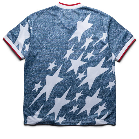 Adidas Denim Graphic Jersey - White/Dark Blue