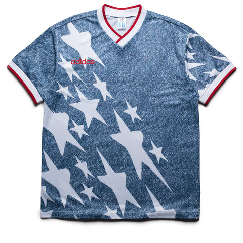 Adidas Denim Graphic Jersey - White/Dark Blue