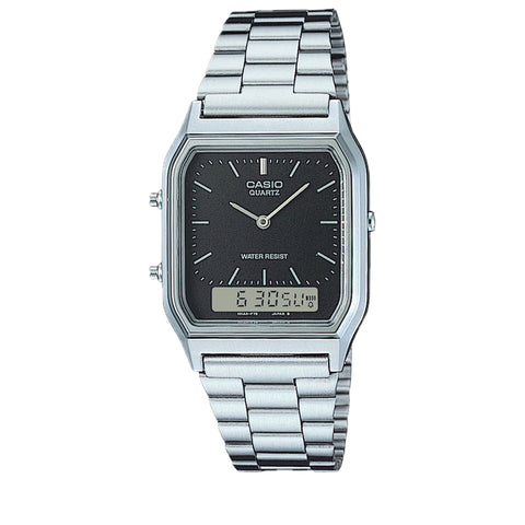 Casio Vintage AQ230 Analog-Digital Watch - Silver/Black