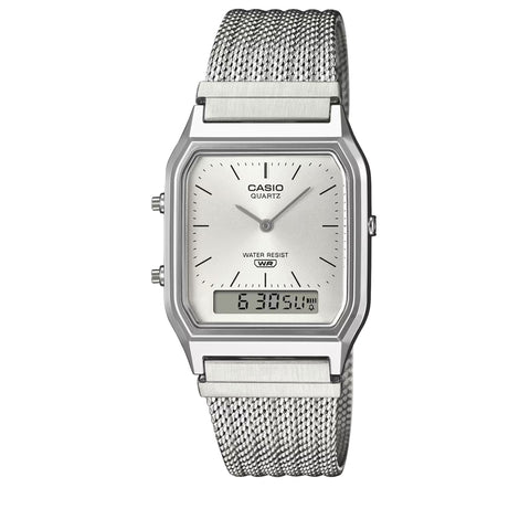 Casio Vintage AQ230 Analog-Digital Watch - Silver