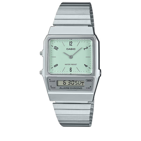 Casio Vintage AQ800 Analog-Digital Watch - Silver/Mint