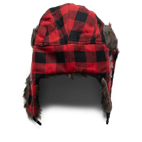 Anti Social Social Club Flannel Trapper Hat - Red