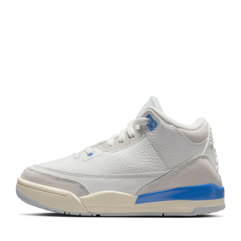 Jordan 3 Retro (PS) 'Lucky Shorts' - Summit White/Hydrogen Blue