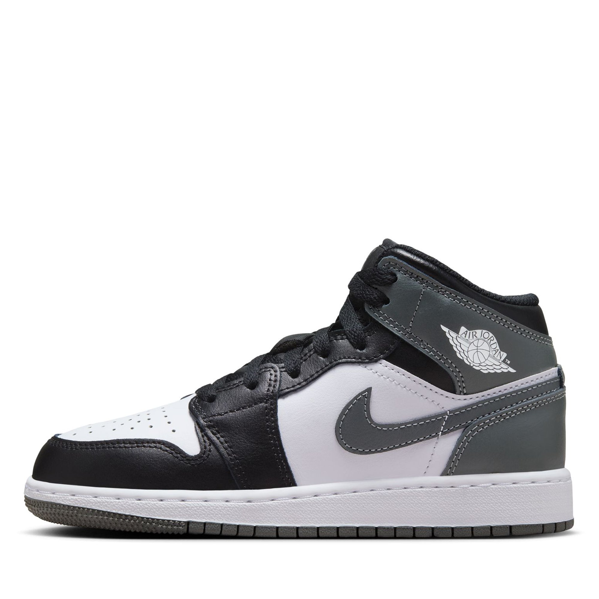 Air Jordan 1 Mid GS Black Iron grey white