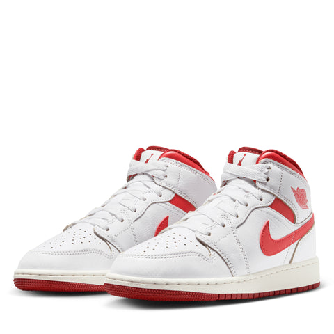 Air Jordan 1 Mid SE (GS) - White/Lobster