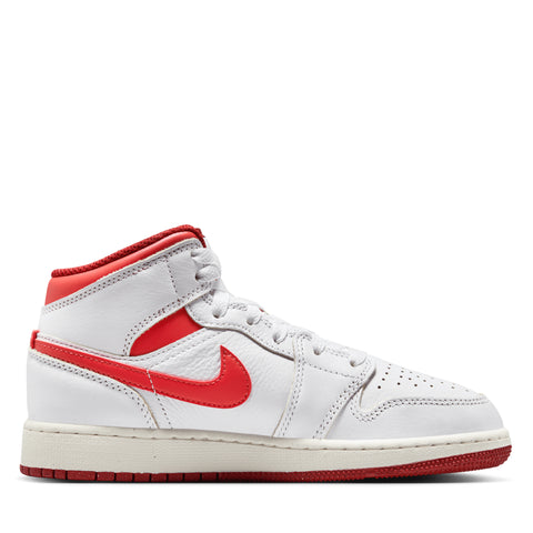 Air Jordan 1 Mid SE (GS) - White/Lobster