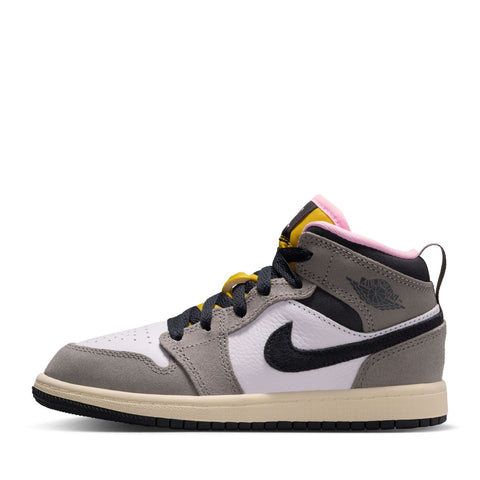 Jordan 1 Mid SE (PS) - White/Oil Grey