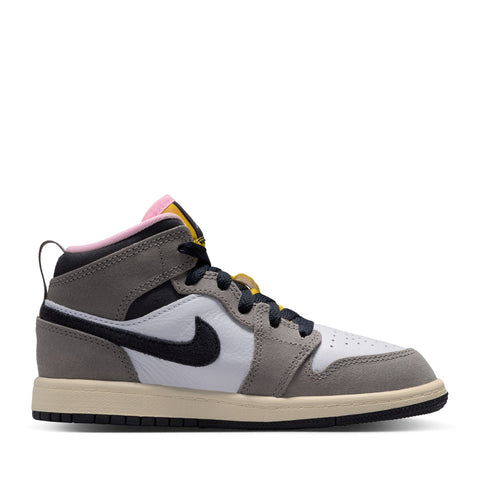 Jordan 1 Mid SE (PS) - White/Oil Grey