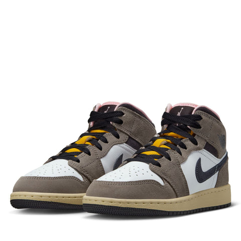 Air Jordan 1 Mid SE (GS) - White/Oil Grey