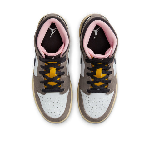 Air Jordan 1 Mid SE (GS) - White/Oil Grey