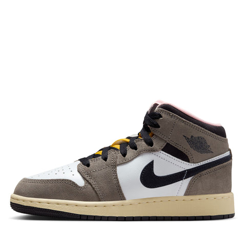 Air Jordan 1 Mid SE (GS) - White/Oil Grey