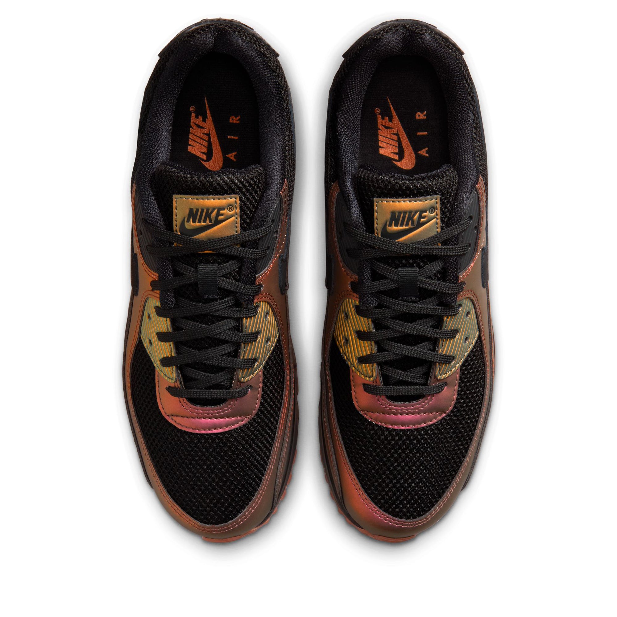 Nike Air Max 90 Leather Shoes store in Black/Thunder Grey/Aurora/Metallic Dark Grey