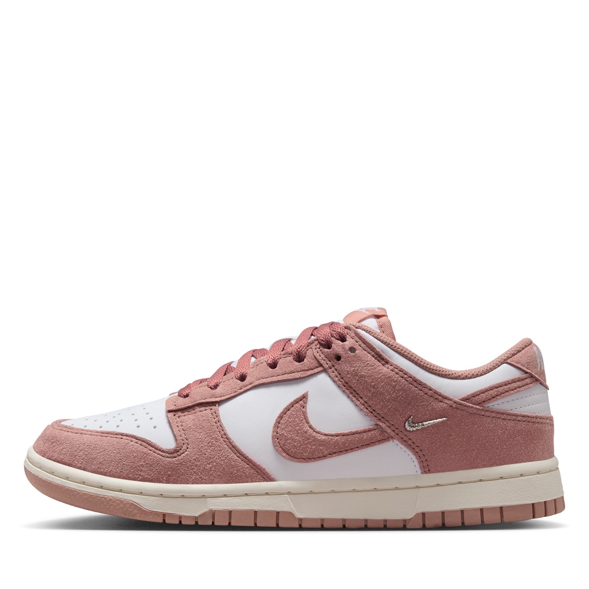 nike dunk lows pink and white