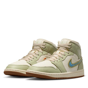 Women's Air Jordan 1 Mid SE - Olive Aura/Pearl White