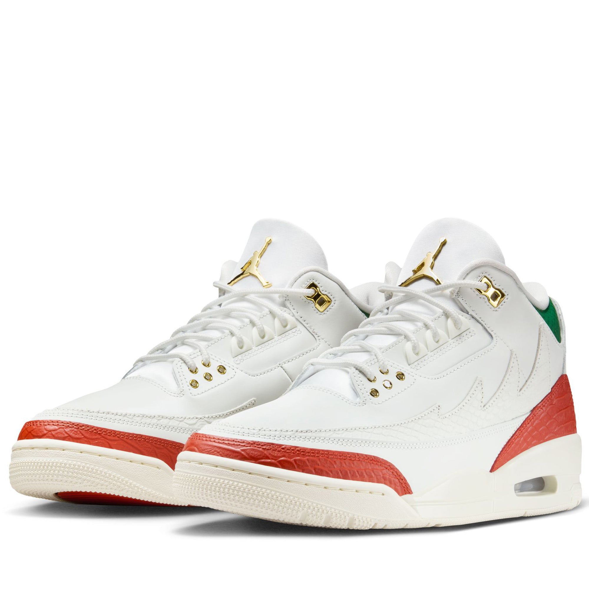 white and gold and red jordans