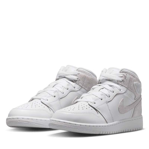 Air Jordan 1 Mid SE (GS) - White/Field Silver