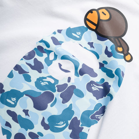 A Bathing Ape ABC Camo Milo On Big Ape Tee - White/Blue