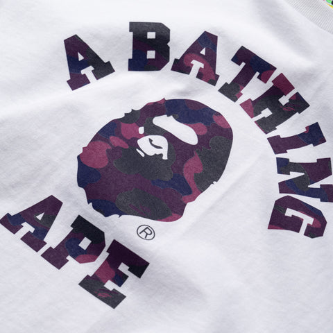 A Bathing Ape Color Camo College Tee - White/Purple
