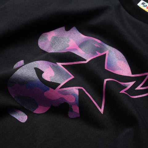 A Bathing Ape Color Camo Ape Face Sta Tee - Black/Purple