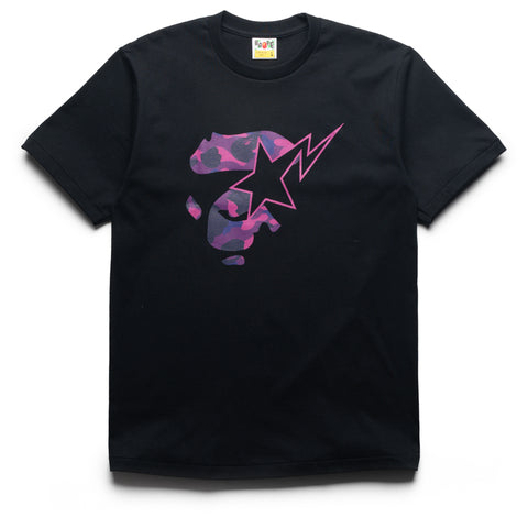 A Bathing Ape Color Camo Ape Face Sta Tee - Black/Purple