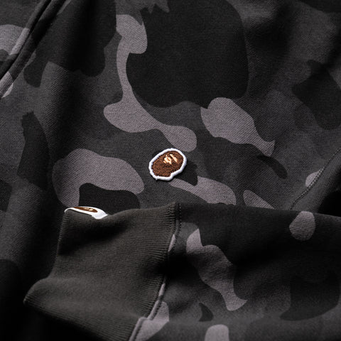 A Bathing Ape One Point Color Camo Cropped Full Zip Hoodie - Black
