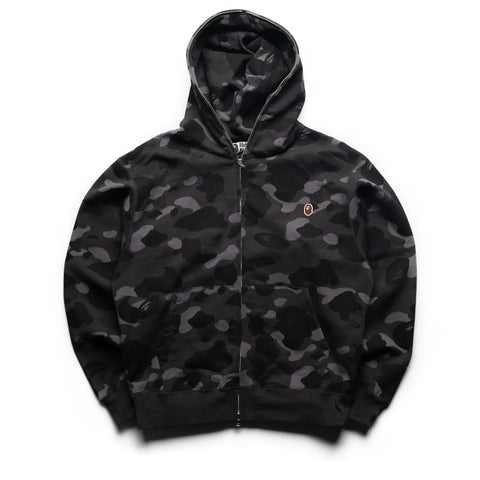 A Bathing Ape One Point Color Camo Cropped Full Zip Hoodie - Black