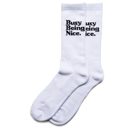 Politics Busy Being Nice Socks - White/Black