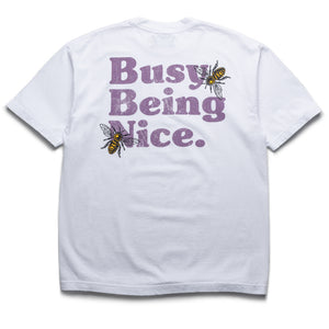 Politics Busy Being Nice Core Tee - White/Mauve