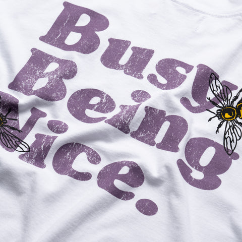 Politics Busy Being Nice Core Tee - White/Mauve