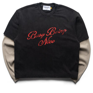Politics Busy Being Nice Thermal Layered Tee - Black