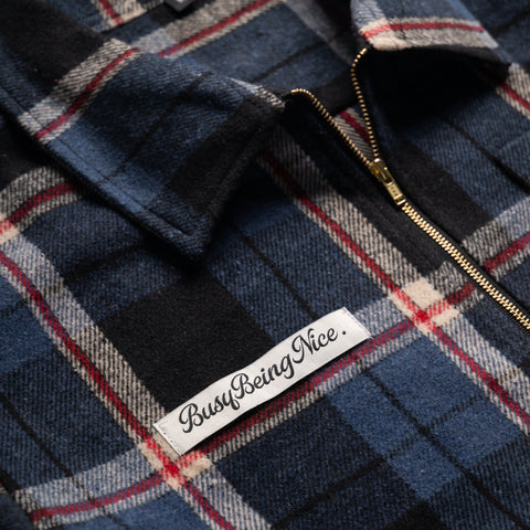 Politics Busy Being Nice Full Zip Overshirt - Blue